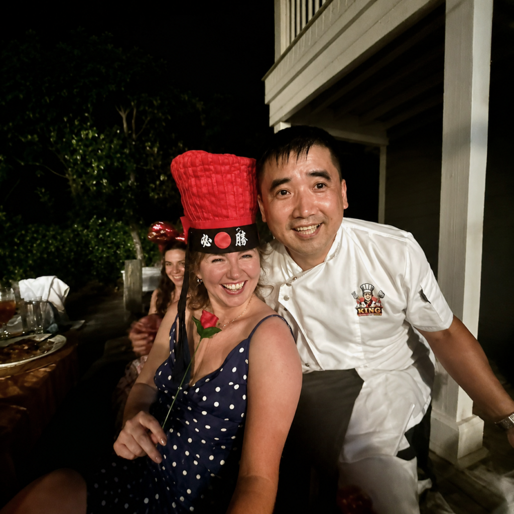 private hibachi chef cooking at backyard birthday party